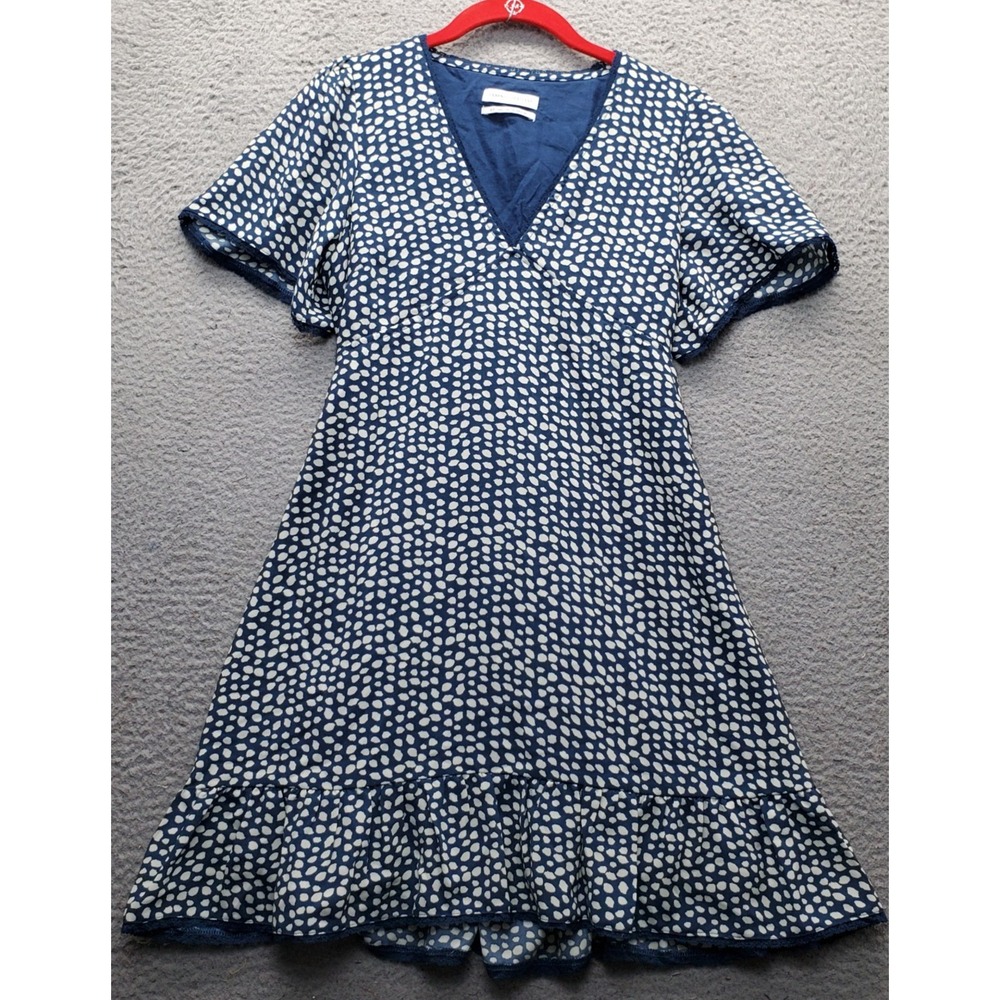Urban Outfitters Mini Dress Womens S Multi Polka Dot Flutter Sleeve Ruffle Hem